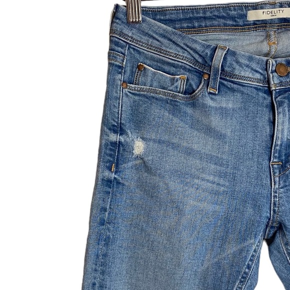 Fidelity Denim Mila Crop Distressed Stretch Skinny Leg Cropped Mid Rise Jeans 28 - Picture 6 of 16